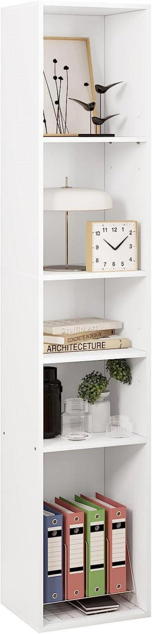 BÜCHERREGAL, offenes Regal mit 5 Würfeln, Weiß - Weiß, Holzwerkstoff (30/151/26cm) - Woltu