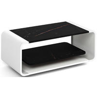 COUCHTISCH Sora in Schwarz Marmor Kupfer mit abgerundetem weißem Metallgestell 100/50/41 cm - Schwarz/Kupferfarben, Holzwerkstoff (50/100/41cm) - WFL GROUP