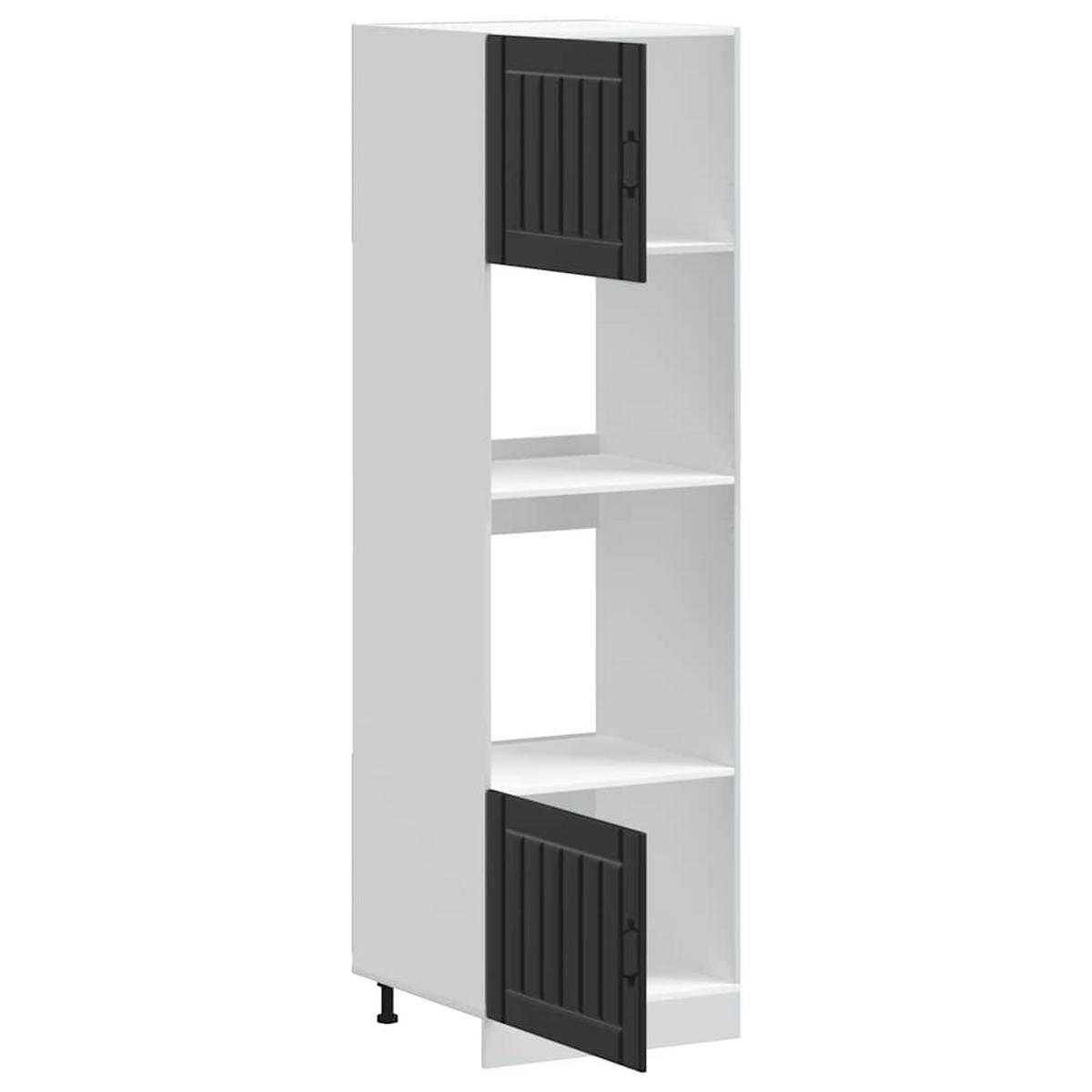 HERDUMBAUSCHRÄNKE 2er Set Lucca Schwarz Holzwerkstoff - Schwarz, Holzwerkstoff (57/207/60cm) - vidaXL