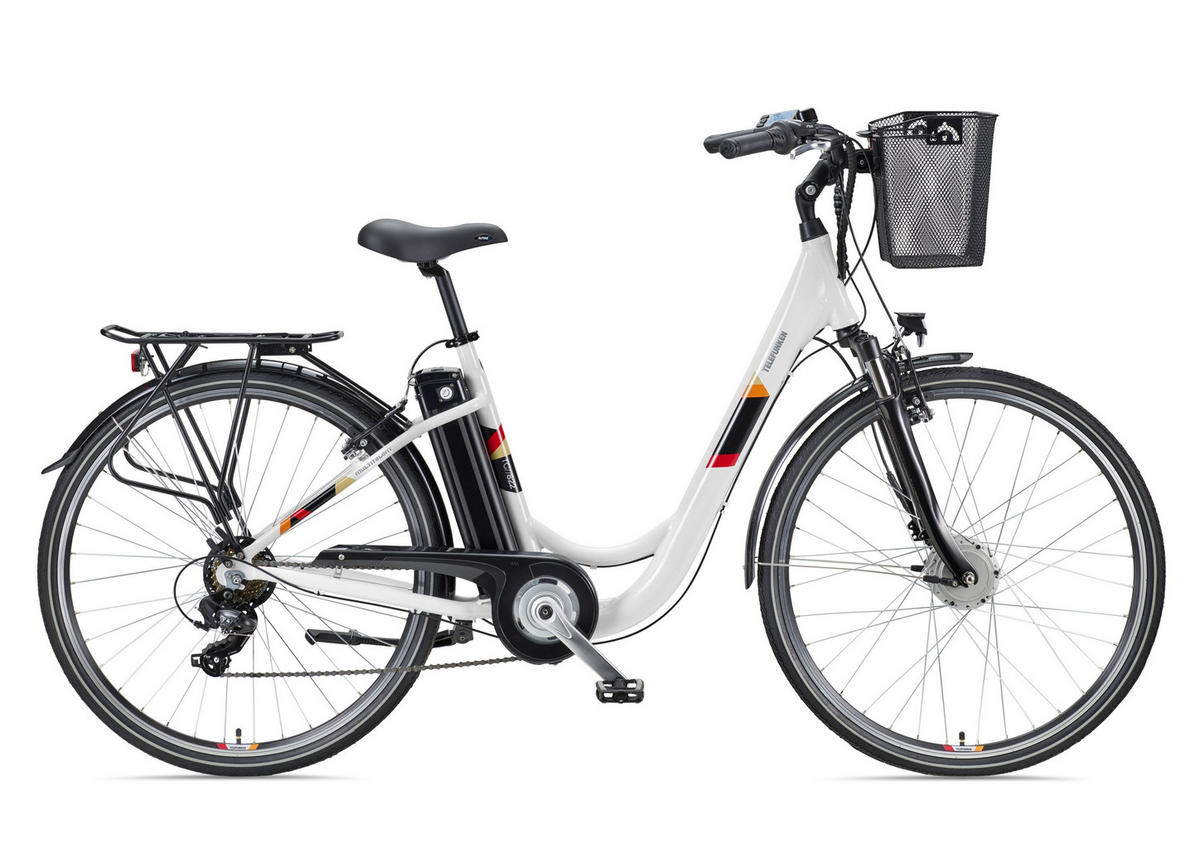 E-BIKE Cityrad Multitalent RC822 Für Damen u. Herren 374,4 Wh Frontmotor 7-Gang-Kettenschaltung 28 Zoll - Weiß, Metall (114.5cm) - Telefunken
