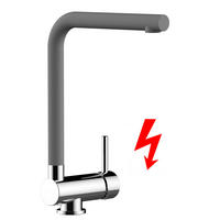 NIEDERDRUCK-VORFENSTER-KÜCHENARMATUR, Umklappbar 6 CM, Verchromt und Zement Granit, 360° schwenkbar - Grau, Metall (20/31.3/20cm) - VIZIO