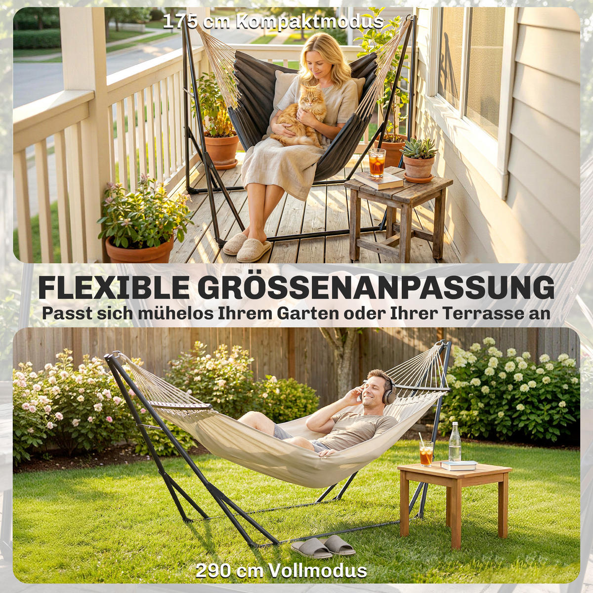 HÄNGEMATTENGESTELL Stahl Schwarz - Schwarz, Metall (290/78/100cm) - Outsunny