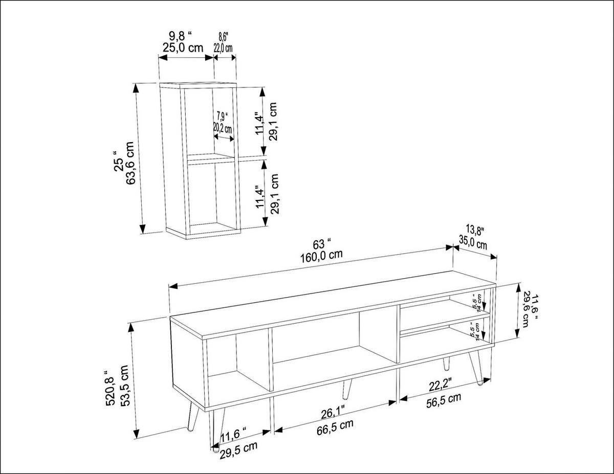 TV-LOWBOARD Rans Schwarz Alina - Schwarz/Braun, Holzwerkstoff (160/53.5/35cm) - Decorotika
