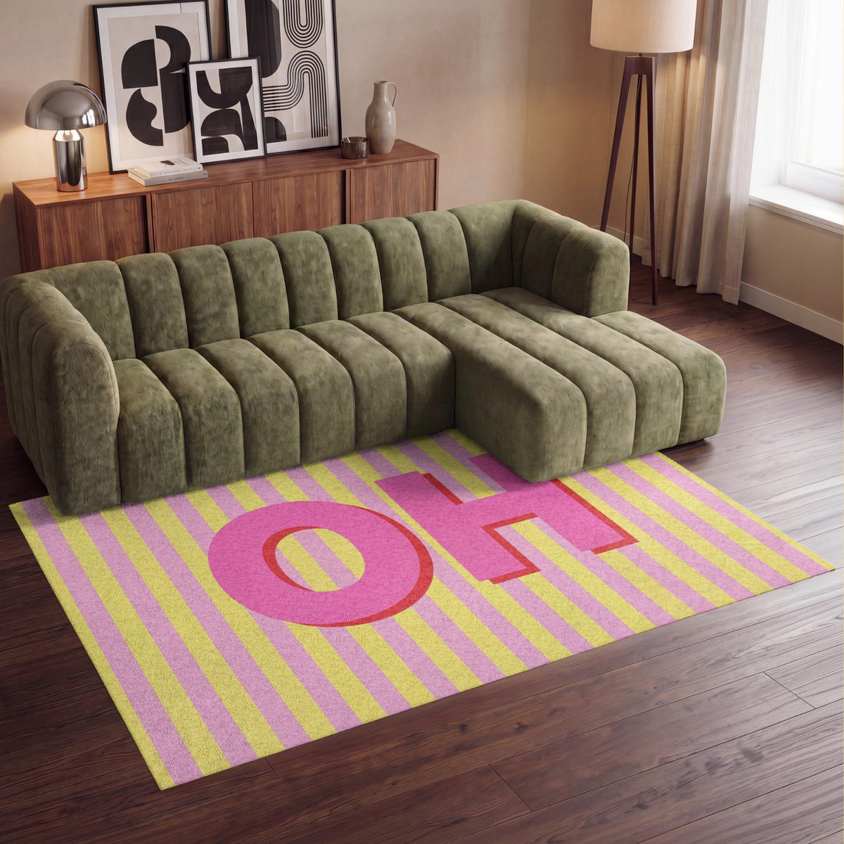 TEPPICH - Text - Streifen - Rosa - 230x150 cm - Pink, Kunststoff/Textil (230/0.4cm) - OnlyWow