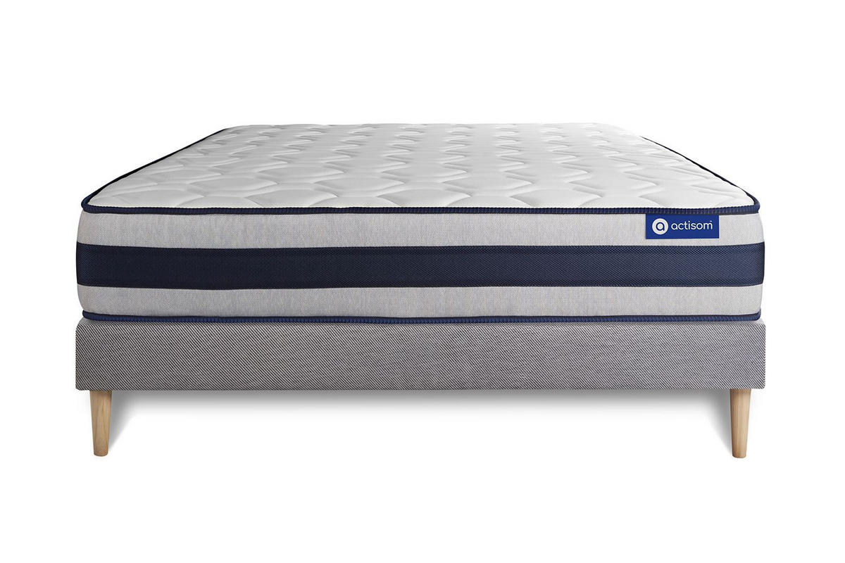 BETT Actilatex ergo Latex und Memory-Schaum 130 x 220 cm h3 - Kit Bettgestell Grau - Beige/Grau, Holz (130/220cm) - ACTISOM