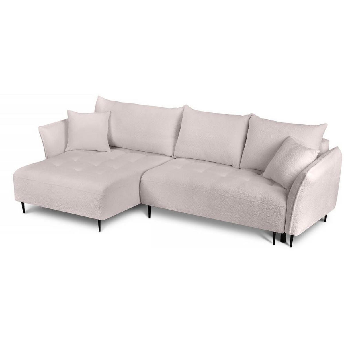 ECKSCHLAFSOFA Bari links rosa - Schwarz/Rosa, Textil (276/158cm) - Beautysofa