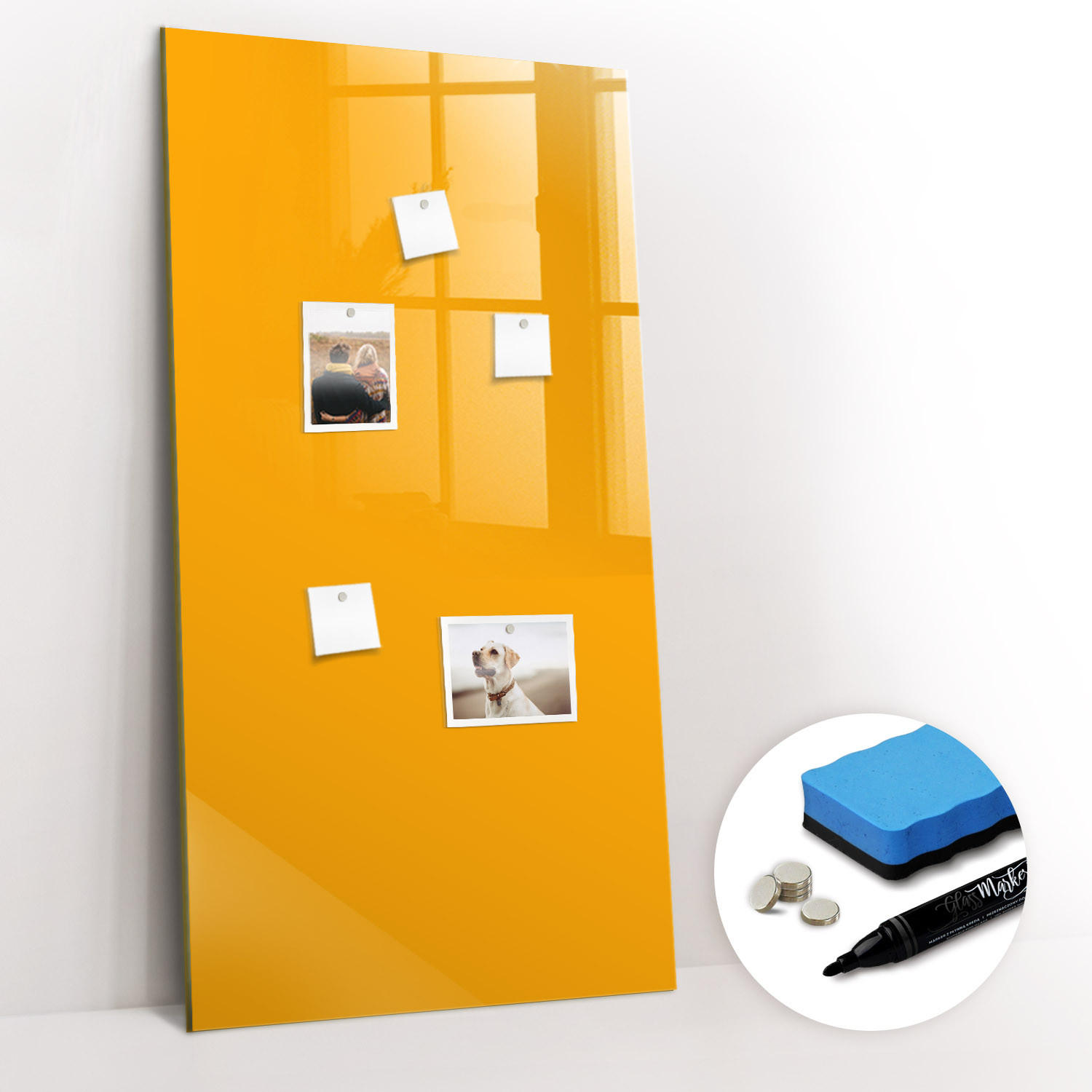 MAGNETTAFEL 60x120 Dunkelgelb schwarzer Marker - Dunkelgelb, Glas (60/0.4/120cm) - TULUP
