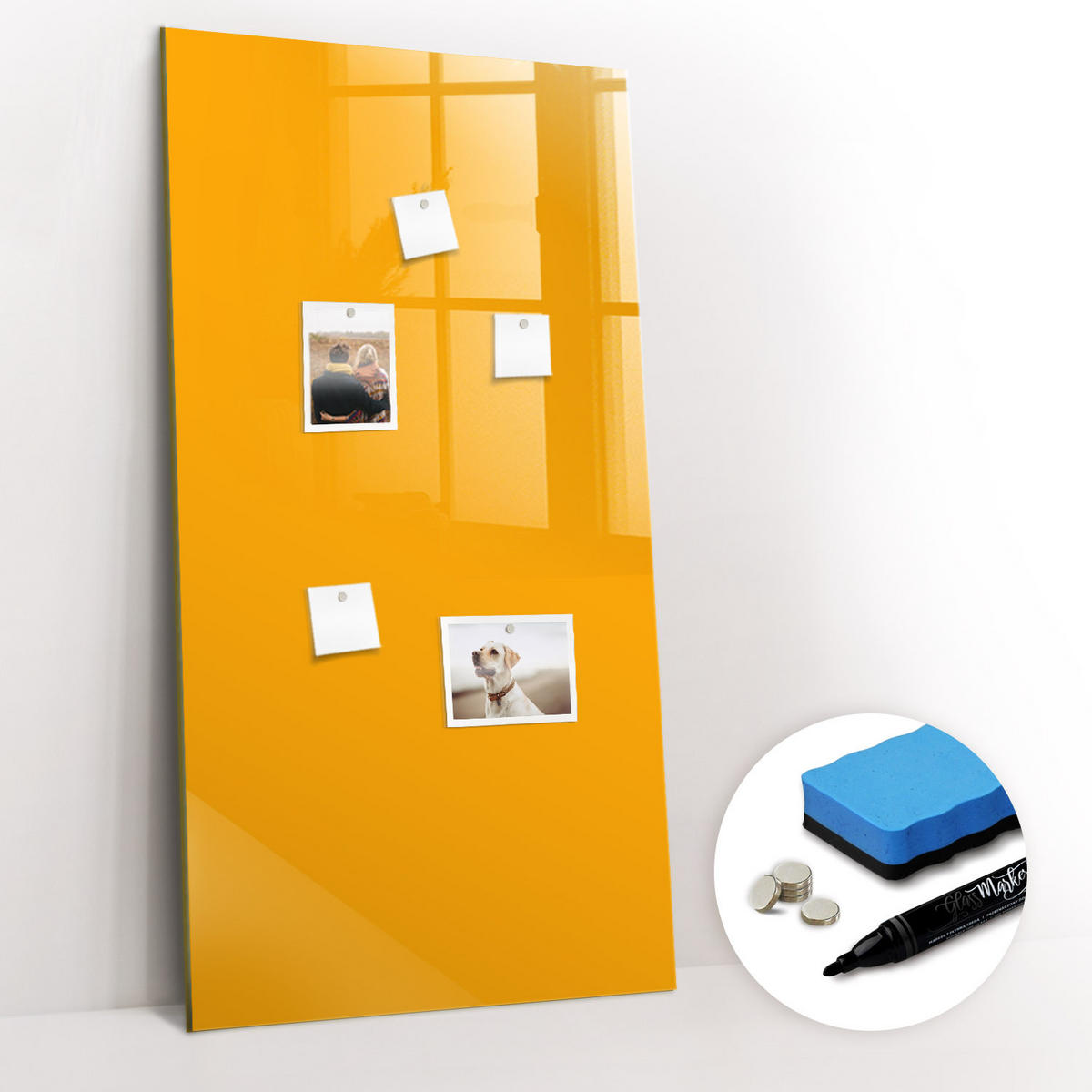 MAGNETTAFEL 60x120 Dunkelgelb schwarzer Marker - Dunkelgelb, Glas (60/0.4/120cm) - TULUP