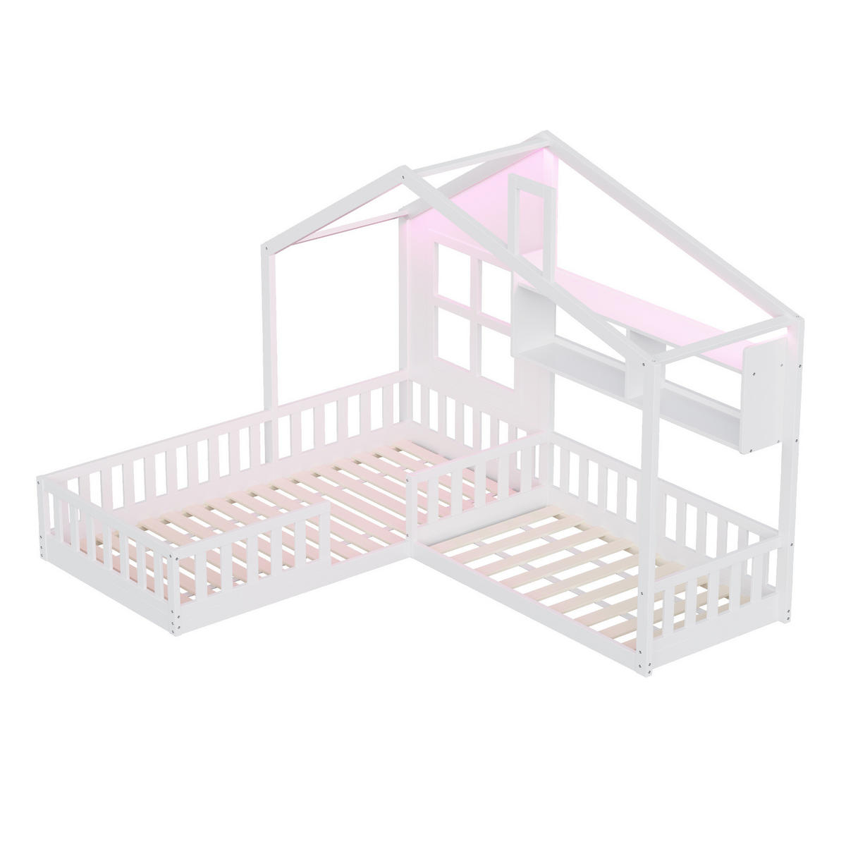 KINDERBETT 180/200 cm weiß aus Massivholz mit LED - Weiß, Holzwerkstoff (90/200cm) - OKWISH