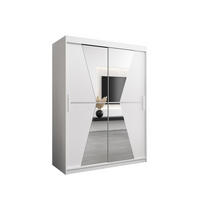 SCHWEBETÜRENSCHRANK 200/150/62 2-türig - Silberfarben/Weiß, Holz/Kunststoff (150/200/62cm) - Abiks Möbel