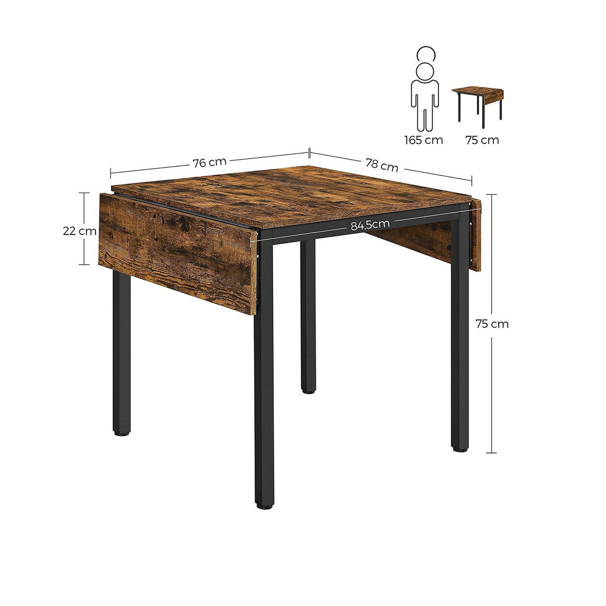 ESSTISCH KÜCHENTISCH - Braun, Holzwerkstoff (120/78/77cm) - Hansiro