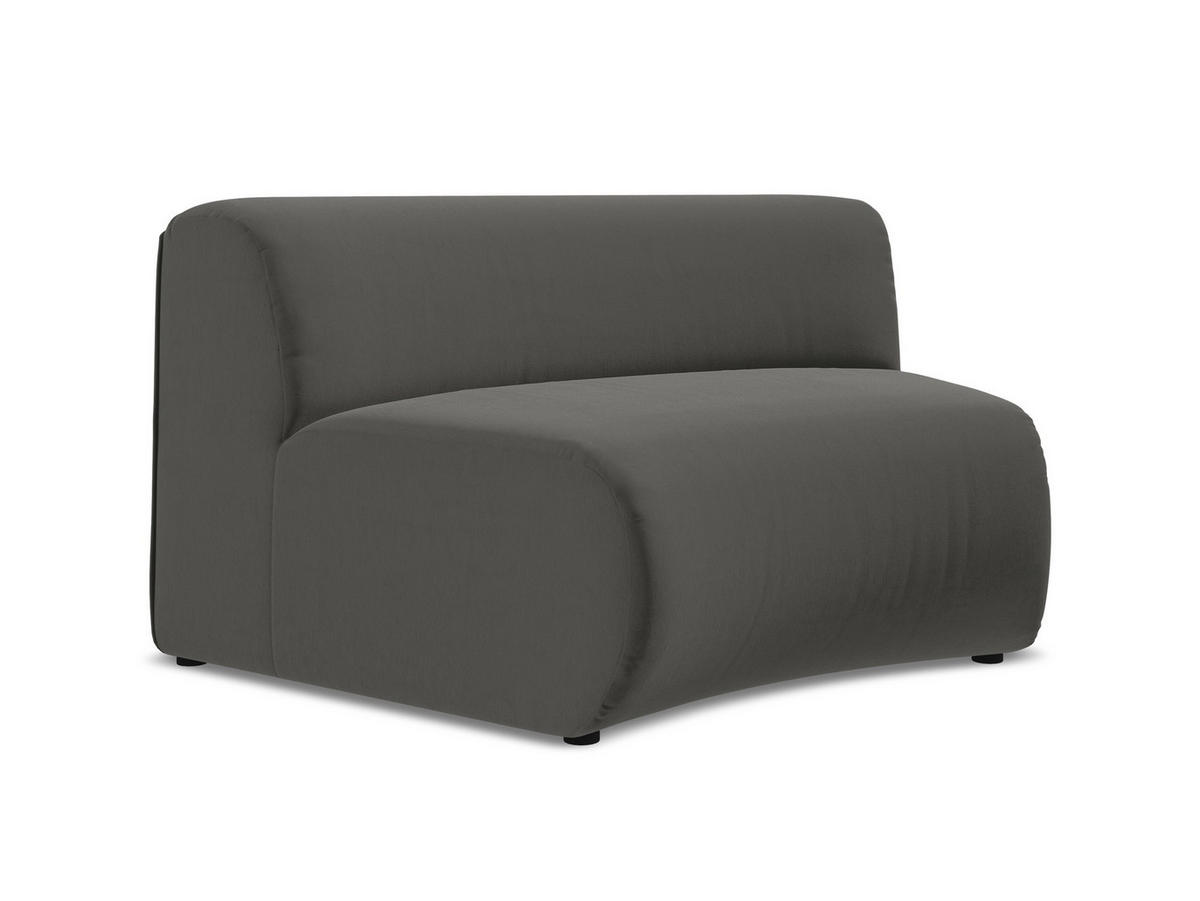 SOFAELEMENT Samt Stoff Grau - Schieferfarben/Schwarz, Kunststoff/Textil (147/70/89cm) - Makamii