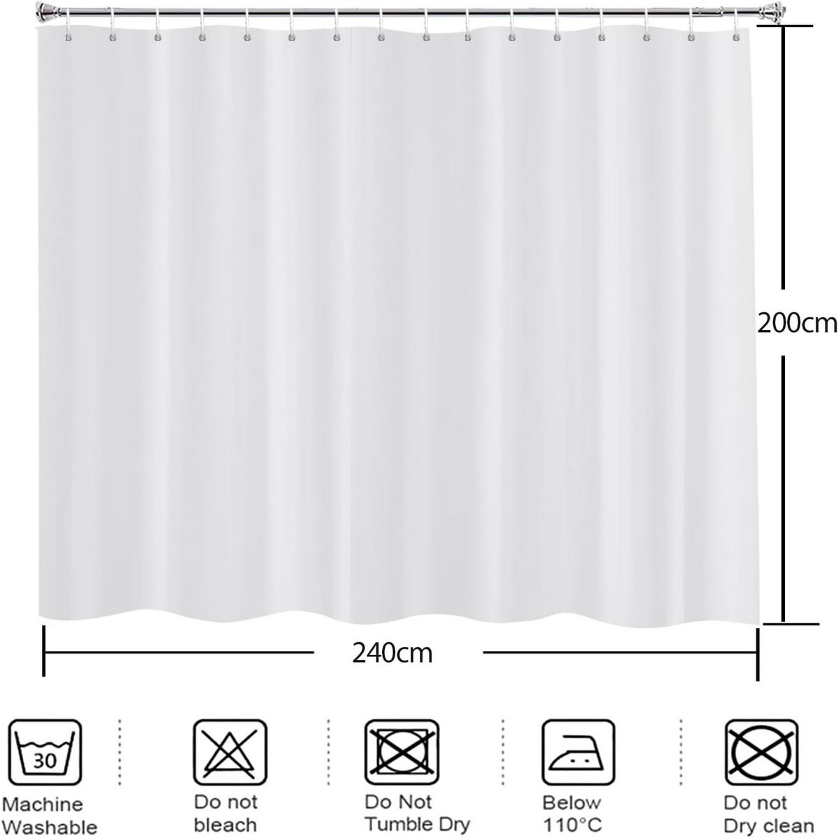 DUSCHVORHANG Weiß 240/200 cm Wasserabweisend Schimmelresistent - Weiß, Kunststoff (240/200cm) - MCBOSON