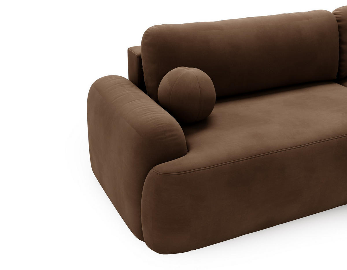 ECKSOFA Cloudy Dunkelbraun, Sofa aus Velourstoff mit Kissen, rechte seite - Dunkelbraun, Holzwerkstoff/Textil (261/177cm) - Bettso