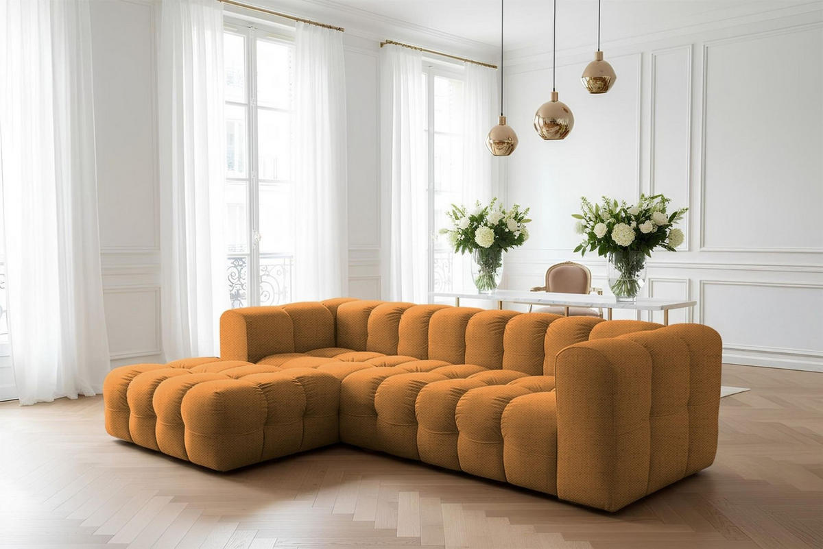 ECKSOFA Solvie In Moly - Orange, Holzwerkstoff/Textil (193/290cm) - Fun Möbel