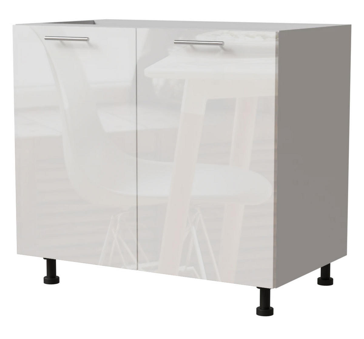 KÜCHENUNTERSCHRANK Essen D11/90 Weiß Hochglanz / Weiß Matt 90 / 50 / 82cm - Weiß Hochglanz/Weiß, Holz/Holzwerkstoff (90/82/50cm) - Feldmann-Wohnen