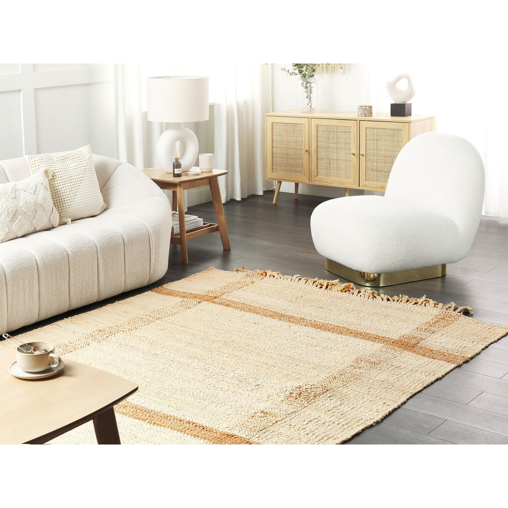 Thumbnail - Beliani Teppich, Beige, Naturmaterialien, Grafikmuster, Rechteckig, 140x200 cm, Teppiche & Böden, Teppiche, Flachgewebe-...