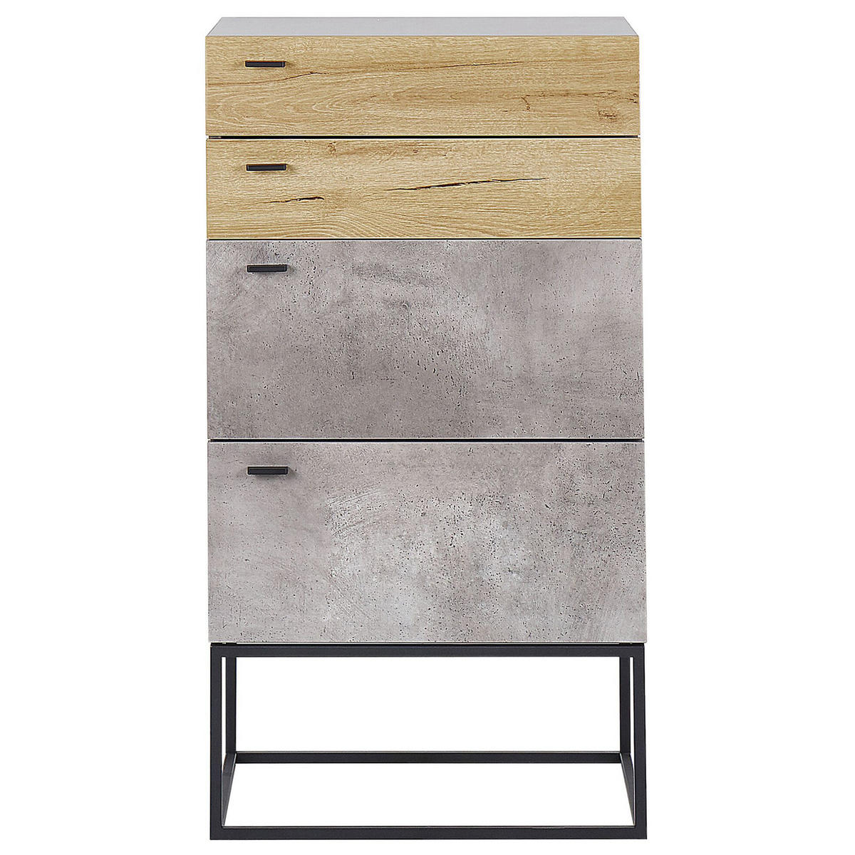 KOMMODE 4 Schubladen Betonoptik/heller Holzfarbton Acra - Hellbraun/Schwarz, Holzwerkstoff (52/106/41cm) - Beliani