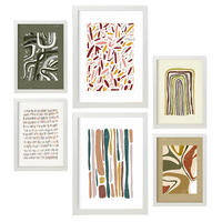 POSTER Set Mit 6 Drucken Von Muster 2 In Der Sammlung Von Ethnischenabzügen Dekorative Rahmen Für Ihr Zuhause Wandkunstdruck A3 & A4 Weißer Rahmen - Weiß, Papier (29/3cm) - Nacnic