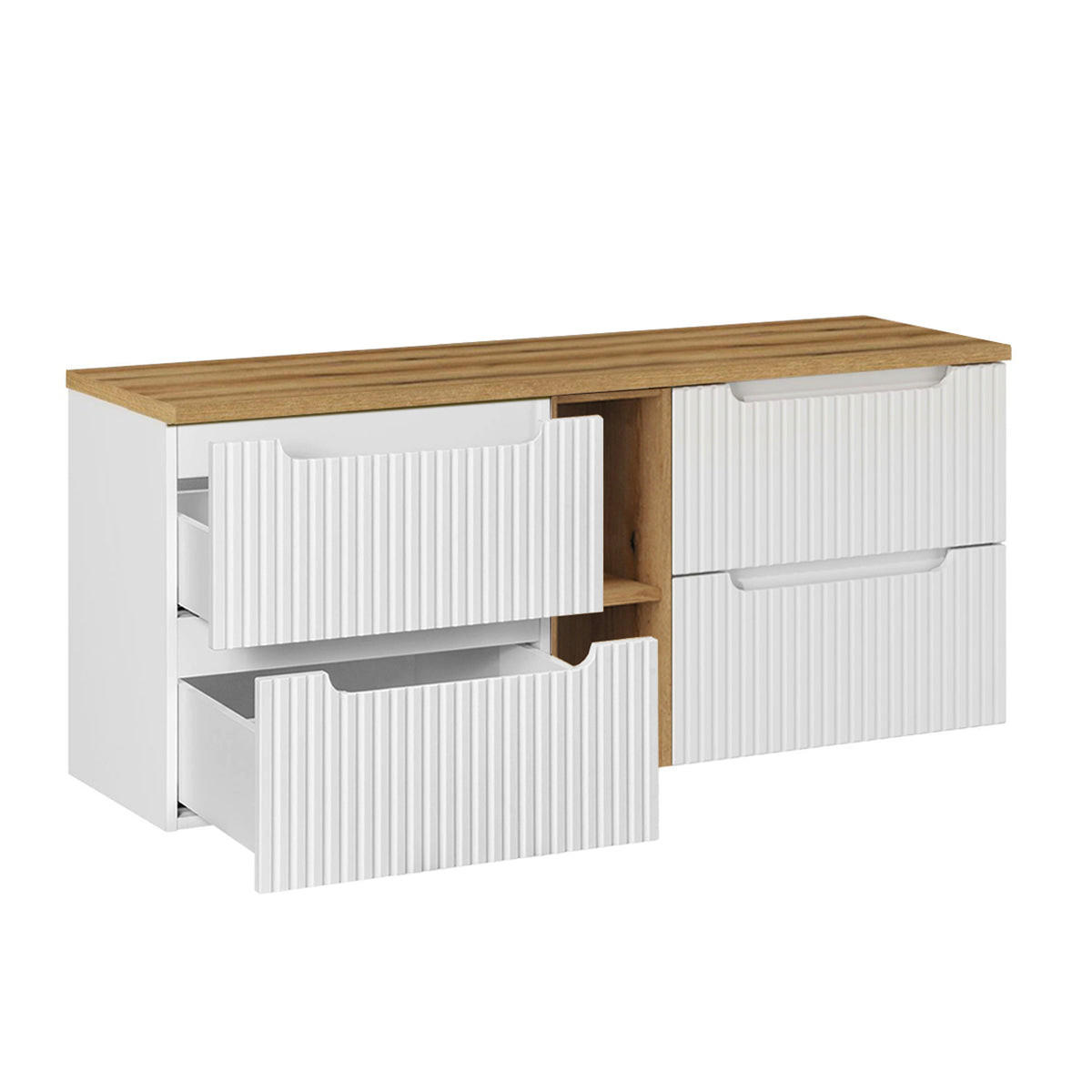 WASCHTISCHUNTERSCHRANK 140.4cm Riva Weiß und Holz - Weiß, Holzwerkstoff (140.4/59/40cm) - Petits-meubles