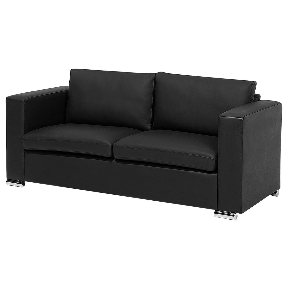 SOFA-SET 6-sitzer Leder Schwarz Helsinki - Schwarz, Leder/Kunststoff (186/72/76cm) - Beliani