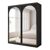 SCHWEBETÜRENSCHRANK CLARITY 2-türig 200/65/215 cm Schwarz / goldene Griffe - Goldfarben/Schwarz, Holzwerkstoff/Kunststoff (200/215/65cm) - Idohome