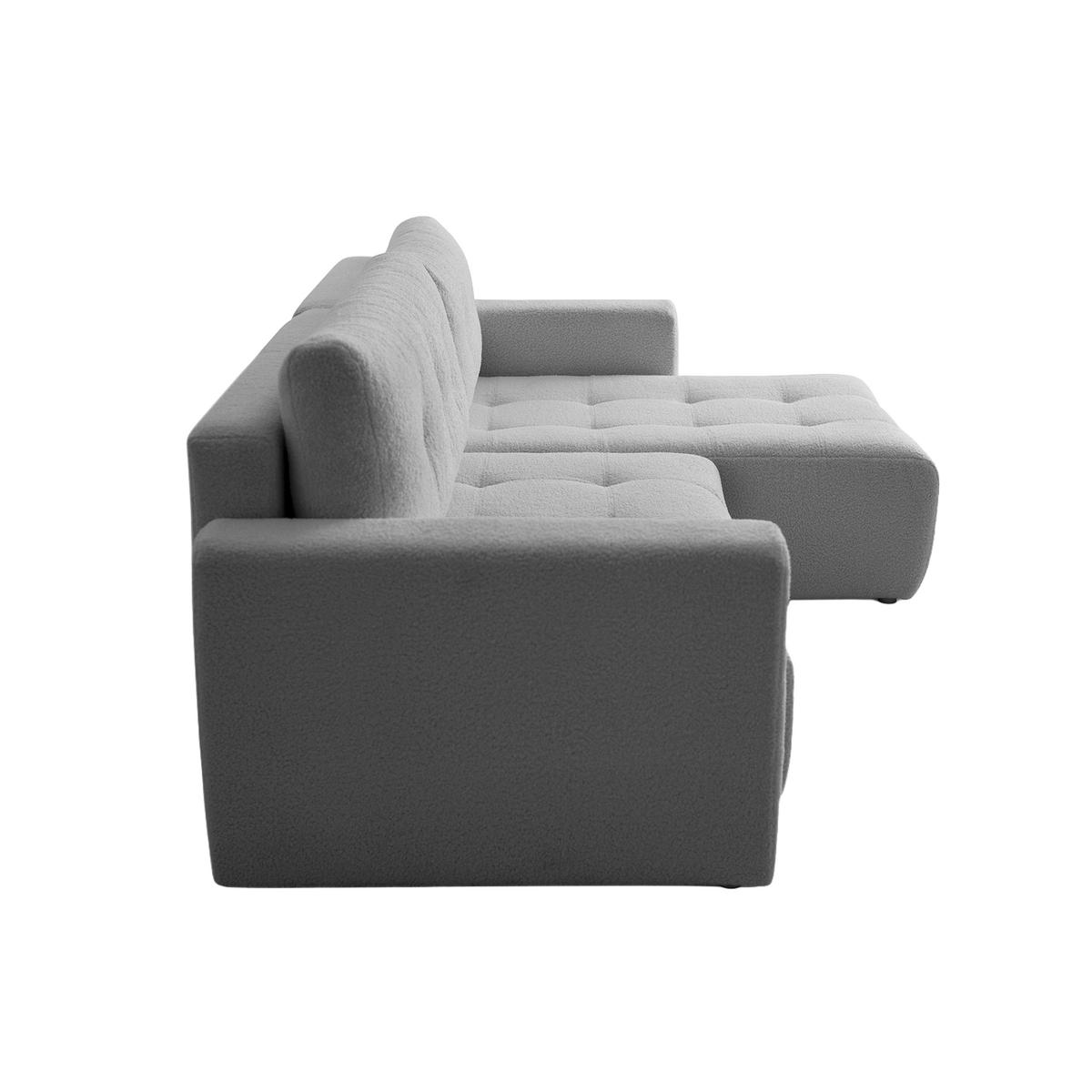 ECKSOFA WALONGO mit Schlaffunktion, Hellgrau - Hellgrau, Textil (261/143cm) - Fedve
