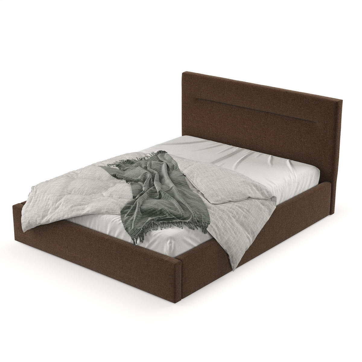 POLSTERBETT Liline 140/200 cm Braun im Inari Stoff - Schwarz/Naturfarben, Holz/Holzwerkstoff (140/200cm) - AltaBeds