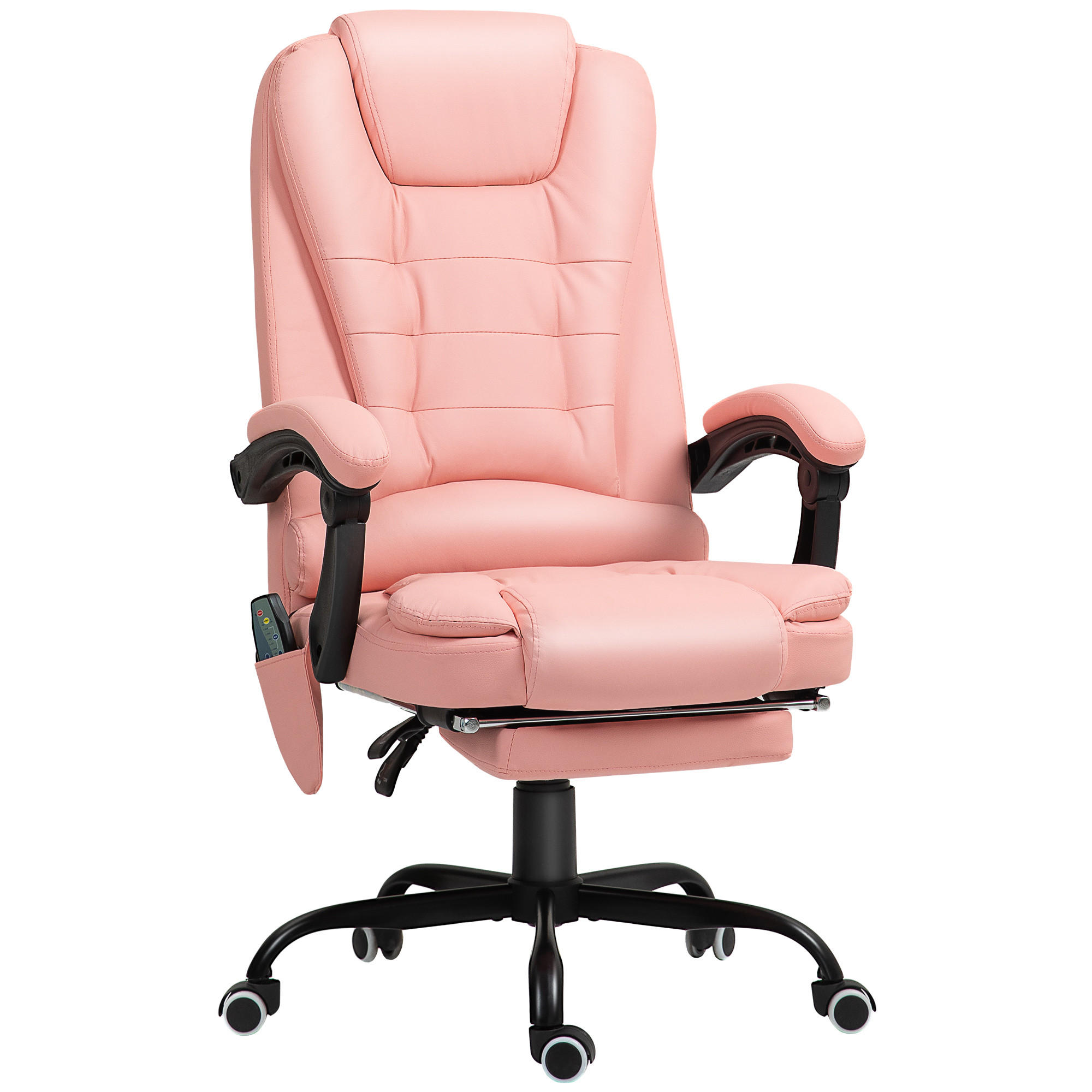 BÜROSTUHL mit 7 Punkt Massage, ergonomischer Gaming Sessel mit Liegefunktion - Schwarz/Rosa, Kunststoff/Metall (67/121/67cm) - Vinsetto
