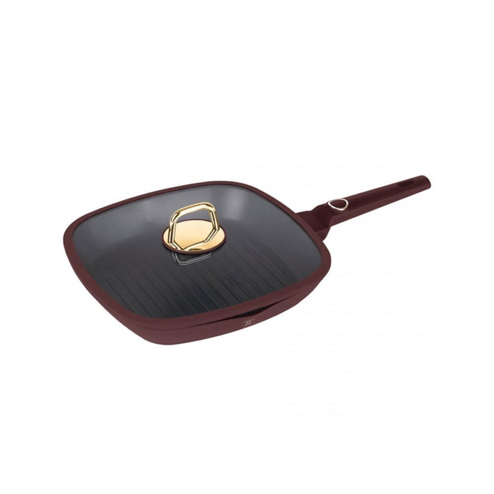 GRILLPFANNE Burgunderrot 28/28/4.1 cm BH8037 - Bordeaux, Metall (28cm) - Berlinger Haus