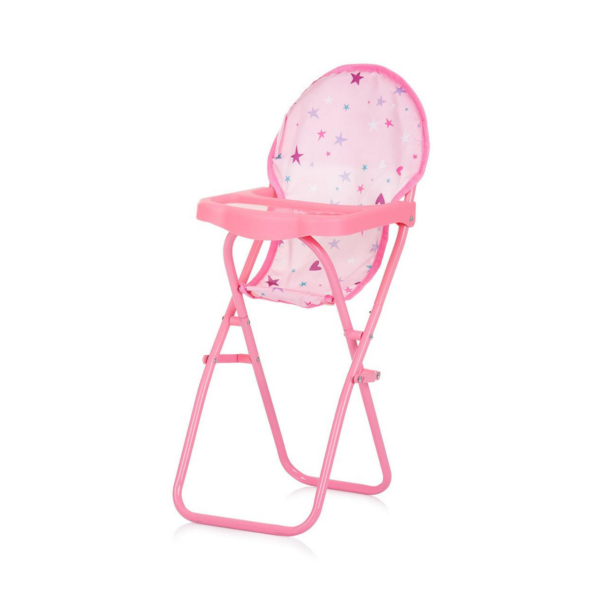 PUPPEN-ZUBEHÖR-SET Trixy rosa Sterne 3 in 1, Buggy, Hochstuhl, Tasche, Laufstall, faltbar, Zubehör-Set - Rosa, Kunststoff (27/55/51cm) - Chipolino