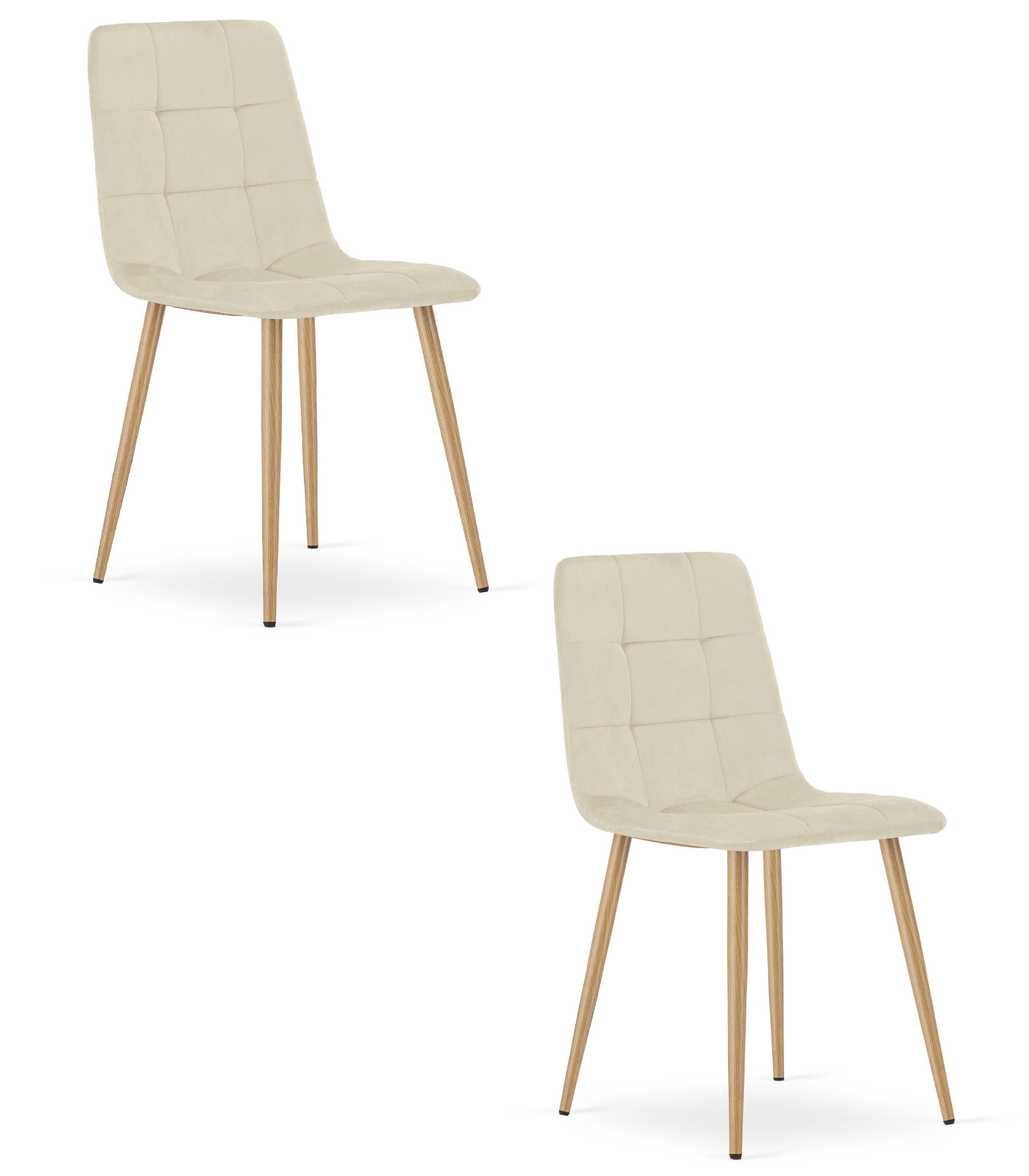 ESSZIMMERSTUHL 2-er Set PYRA hellbeige Sitzfläche, Beine in Holzfarbe - Hellbraun/Eichefarben, Textil (45/87/50.5cm) - Valora