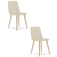 ESSZIMMERSTUHL 2-er Set PYRA hellbeige Sitzfläche, Beine in Holzfarbe - Hellbraun/Eichefarben, Textil (45/87/50.5cm) - Valora