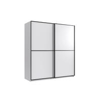 SCHWEBETÜRENSCHRANK Ulm in Weiß mit Aufleistungen in Schwarz 135 x 198 x 65 cm (B x H x T) Kleiderschrank ohne Spiegel - Weiß, Holzwerkstoff (80/200/120cm)