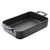 AUFLAUFFORM 70 cl RECHTECKIG Gusseisenoptik - Schwarz, Keramik (1cm) - Revol Porcelaine France