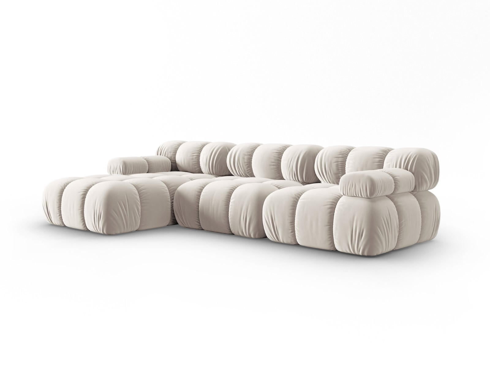 MODULARES-ECKSOFA links Bellis aus Samt leichtes beige 4 Sitzplätze - Creme, Textil (122/285cm) - Micadoni