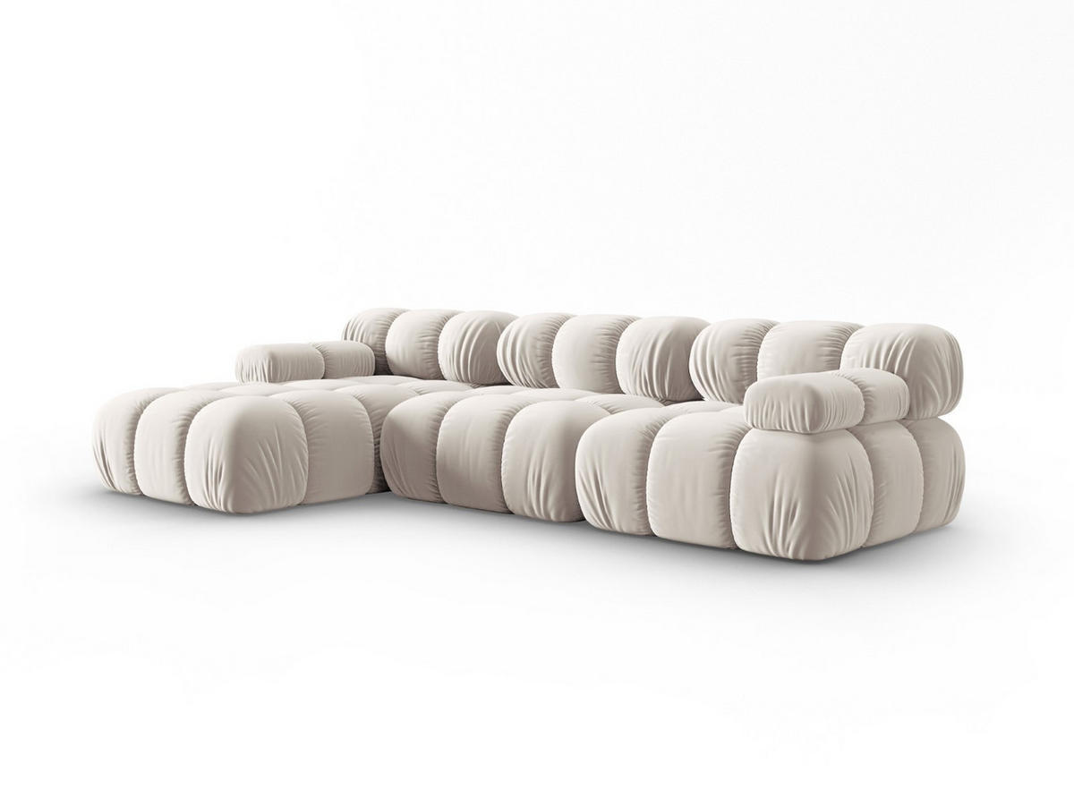 MODULARES-ECKSOFA links Bellis aus Samt leichtes beige 4 Sitzplätze - Creme, Textil (122/285cm) - Micadoni