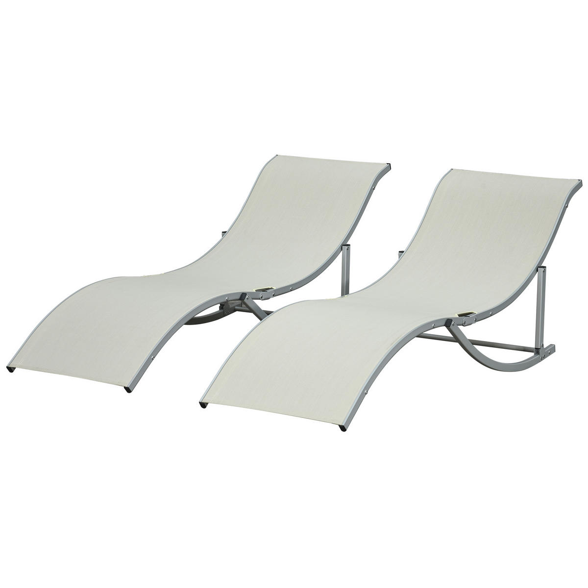 SONNENLIEGE Set mit 2 klappbaren Gartenliegen 61 x 165 x 63 cm - Silberfarben, Metall (165/63/61cm) - Vallsero