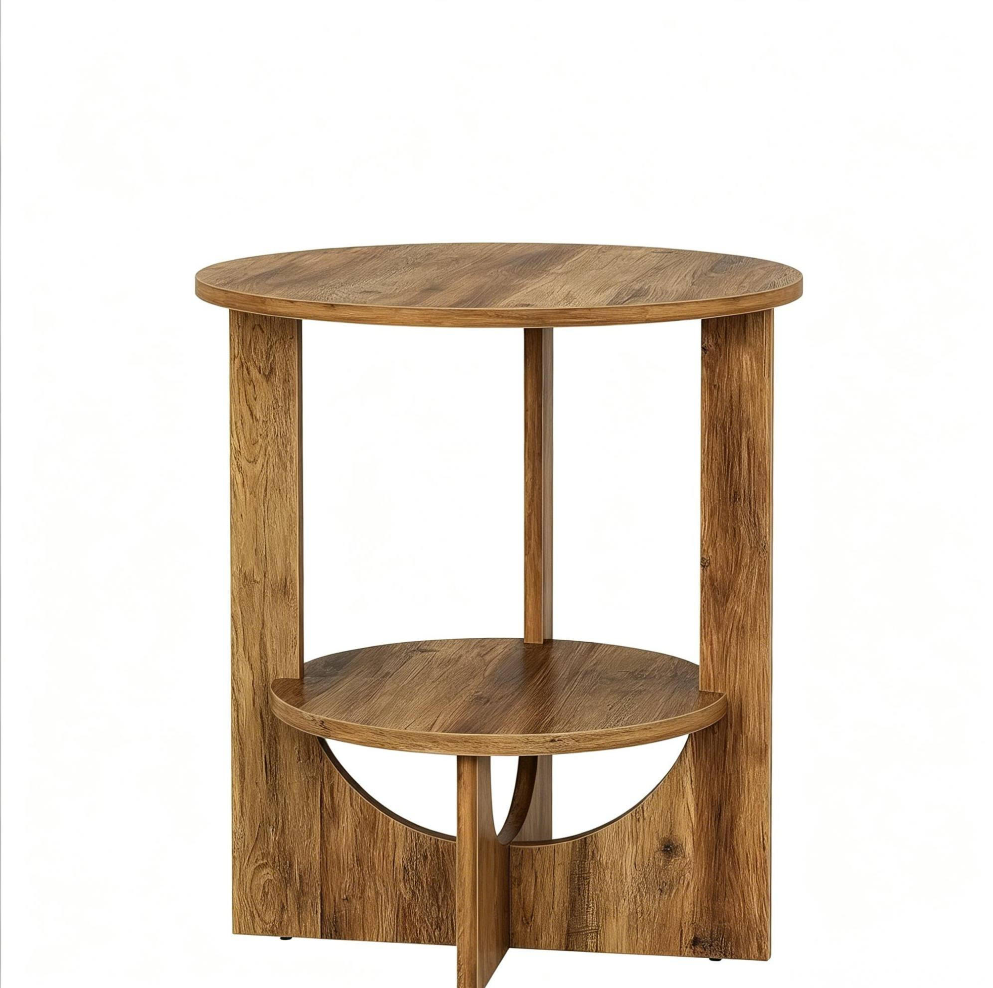 BEISTELLTISCH 50/50/65 cm in Rustic Brown mit 2 Ebenen und X-Fußgestell - Mooreichefarben, Holzwerkstoff (50/50/65cm) - BEAOK