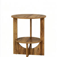 BEISTELLTISCH 50/50/65 cm in Rustic Brown mit 2 Ebenen und X-Fußgestell - Mooreichefarben, Holzwerkstoff (50/50/65cm) - BEAOK