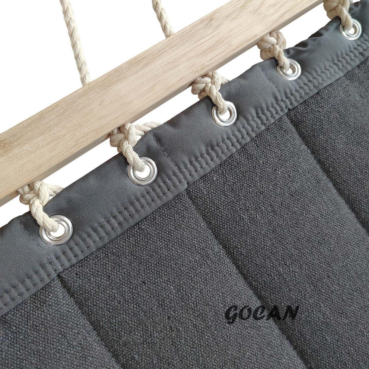HÄNGEMATTE Doppel mit Ständer Tiefgrau 220 x 140 cm - Grau, Textil (140/2.5/220cm)