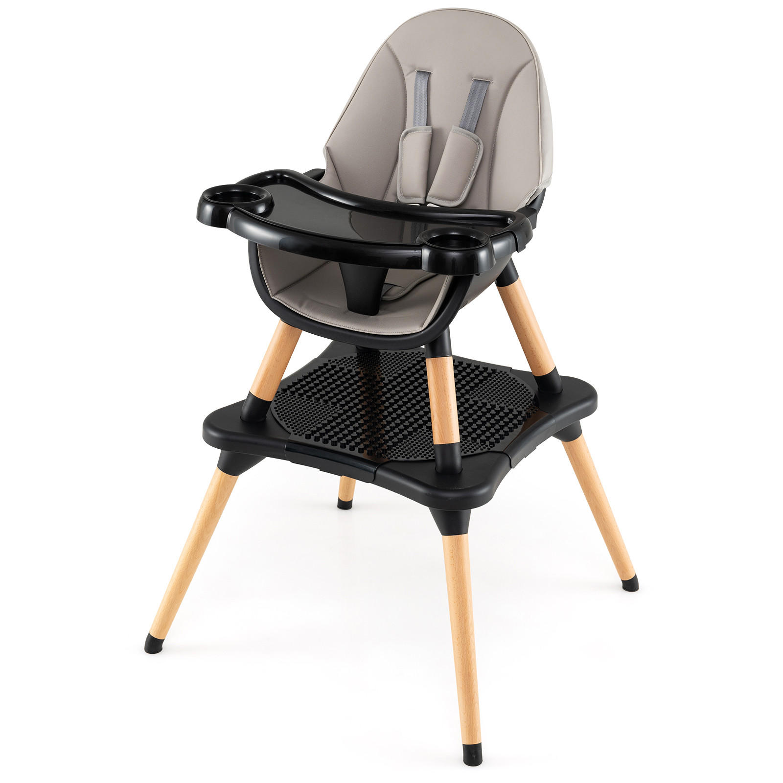 KINDERHOCHSTUHL mit Bausteintisch schwarz - Schwarz, Kunststoff (62/100/62cm) - COSTWAY