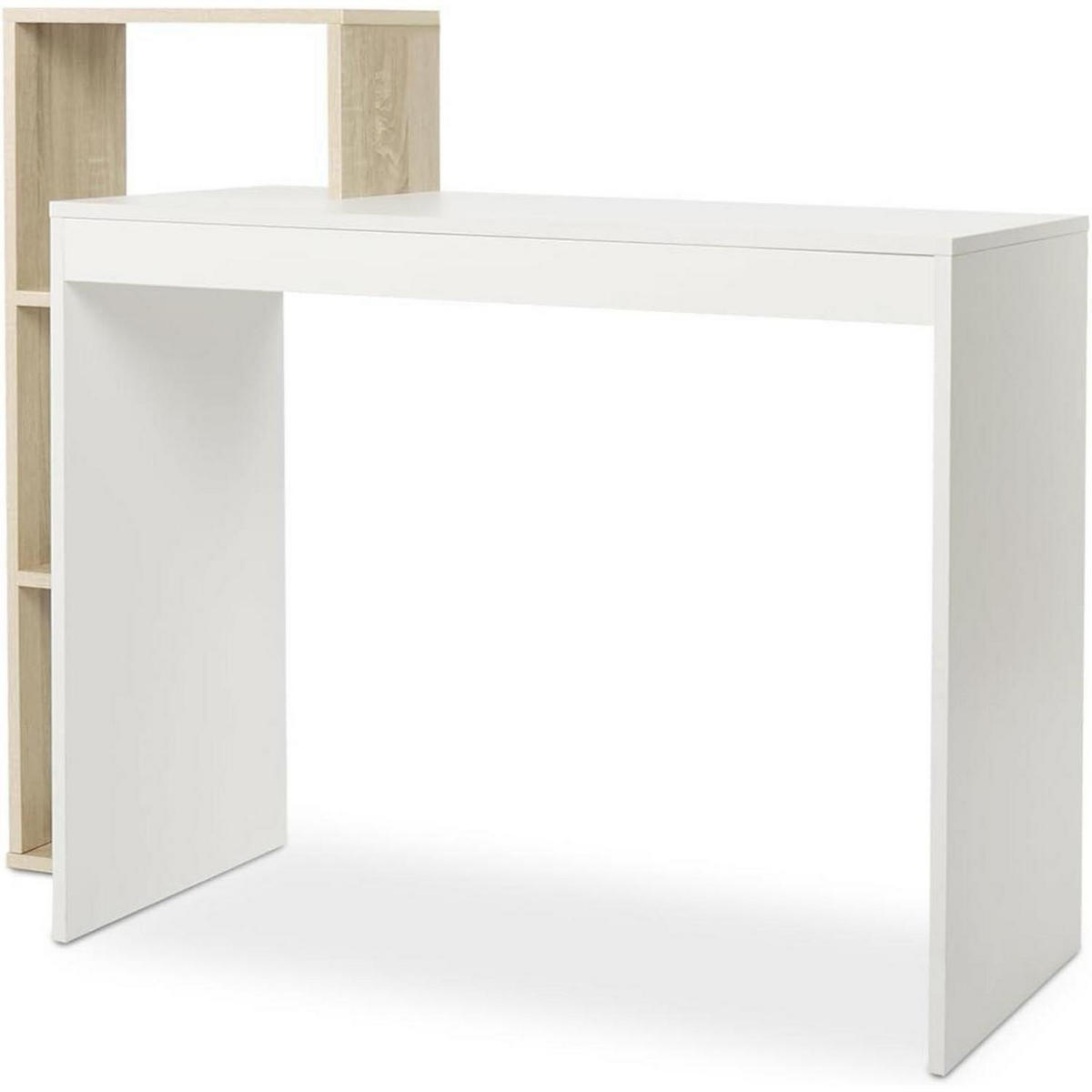 SCHREIBTISCH mit Regal Weiß und Eichefarben 110 x 40 x 92 cm - Multicolor, Holzwerkstoff (40/110/92cm)