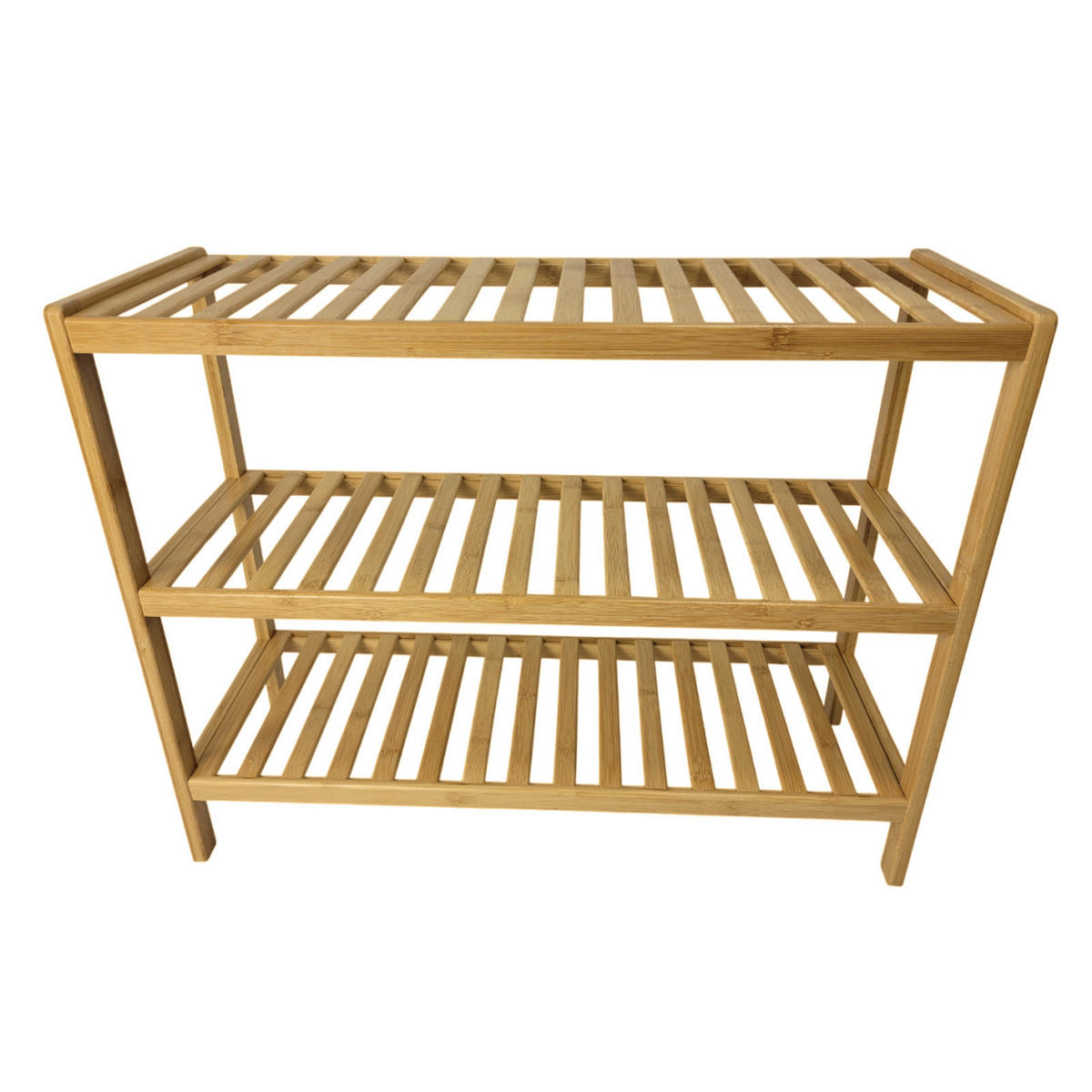 SCHUHREGAL Bambus naturfarben 3 Ebenen 70/26/55 cm - Hellbraun, Holz (70/55/26cm) - Begryf