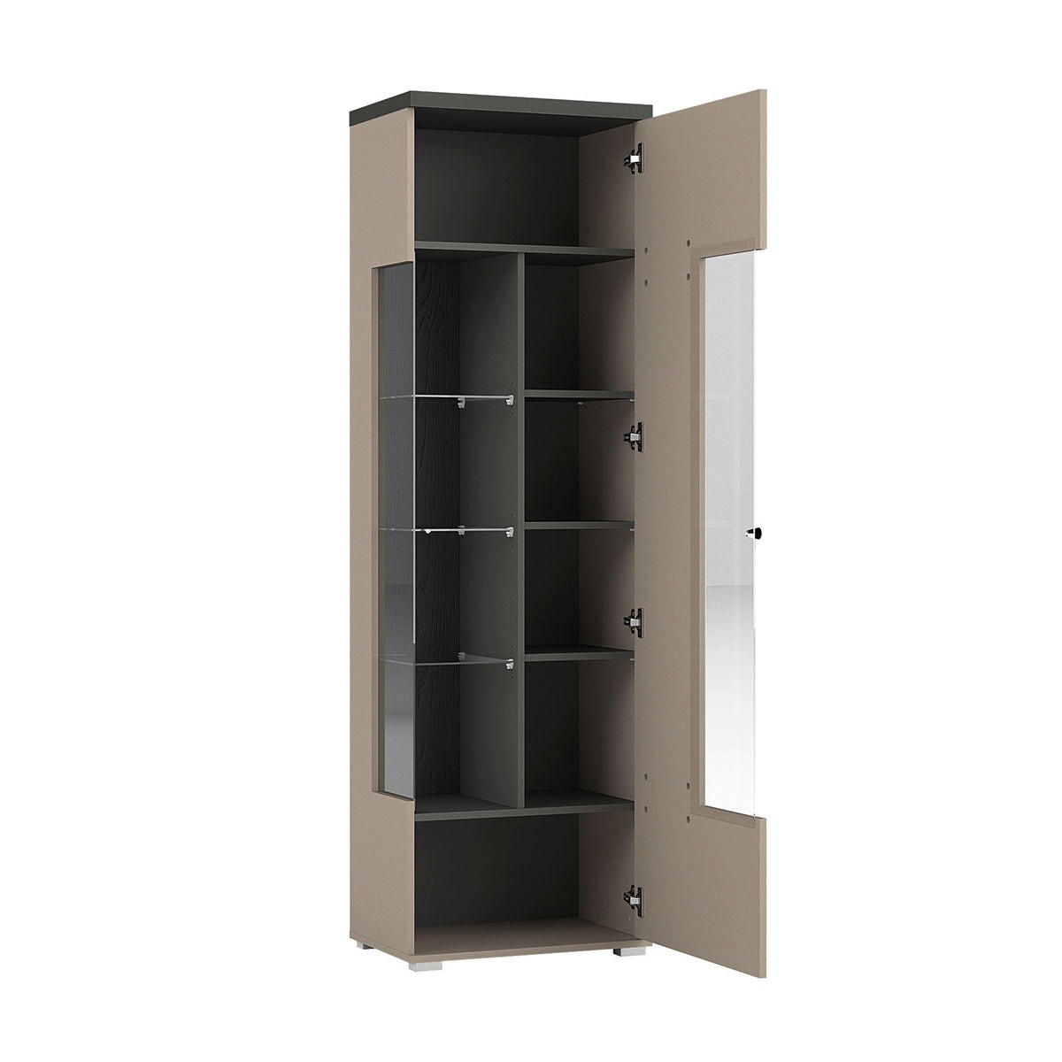 VITRINE Opio Taupe und Anthrazit - Beige, Holzwerkstoff (55/179.6/35.5cm) - Petits-meubles