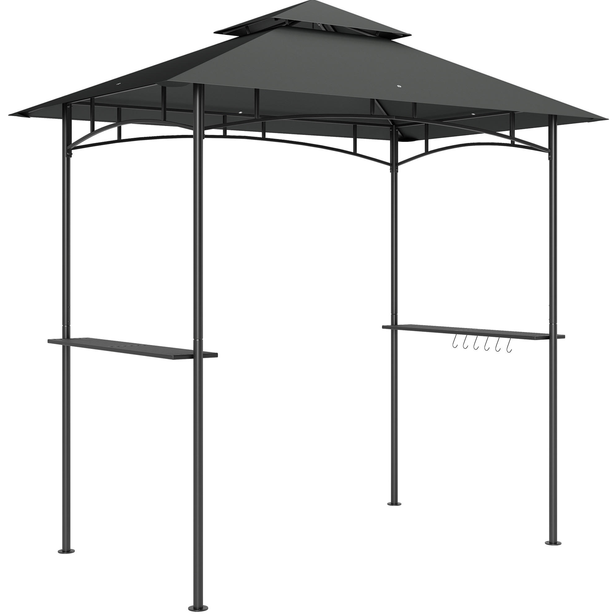 PAVILLONS aus Polyester 240x150x258 cm in Dunkelgrau mit LED-Lichtern - Dunkelgrau, Textil (240/258/150cm) - Modfu