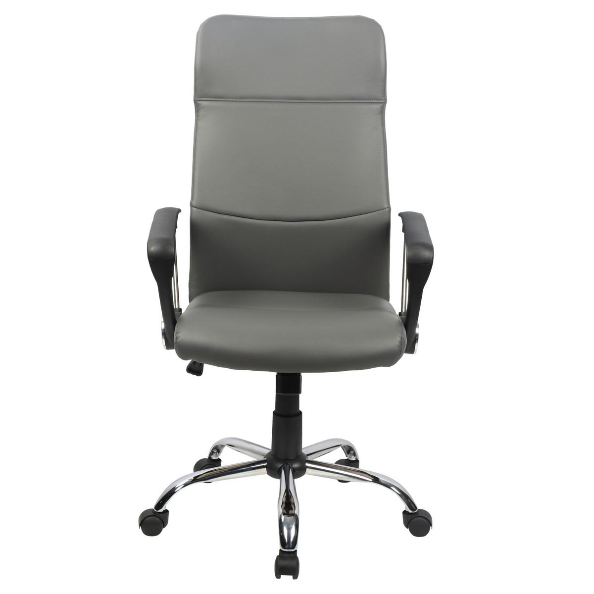 BÜROSTUHL Aiko Schreibtischstuhl Arbeitsstuhl Chefsessel mit Rollen Armlehnen hohe Rückenlehne höhenverstellbar Wippmechanismus Grau - Grau, Kunststoff (61/119/52cm) - SVITA