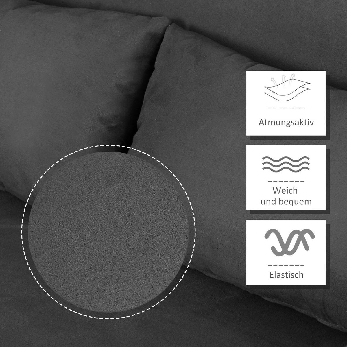 DOPPELSOFA Schlafsessel Armlehne Klappbett Gästebett Chaiselongue 3-in-1 Grau - Silberfarben/Grau, Textil/Metall (80/78/111cm) - HOMCOM