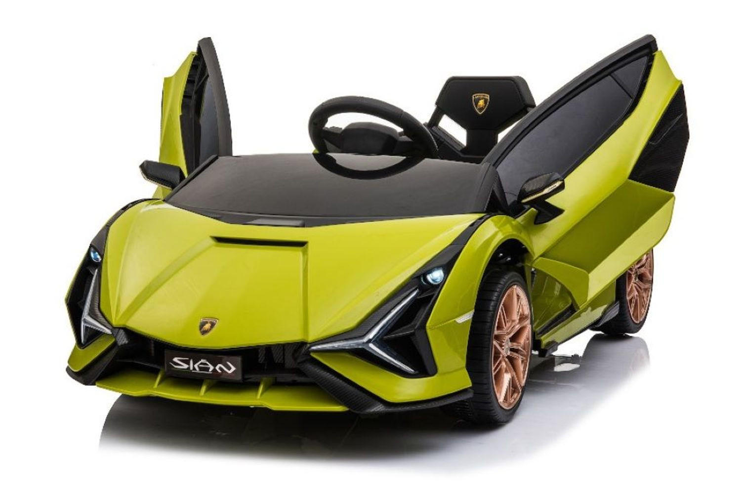 KINDERELEKTROAUTO Lamborghini Sian grün EVA-Reifen Flügeltüren Scheinwerfer - Grün, Kunststoff (108/62/40cm) - Es-Toys