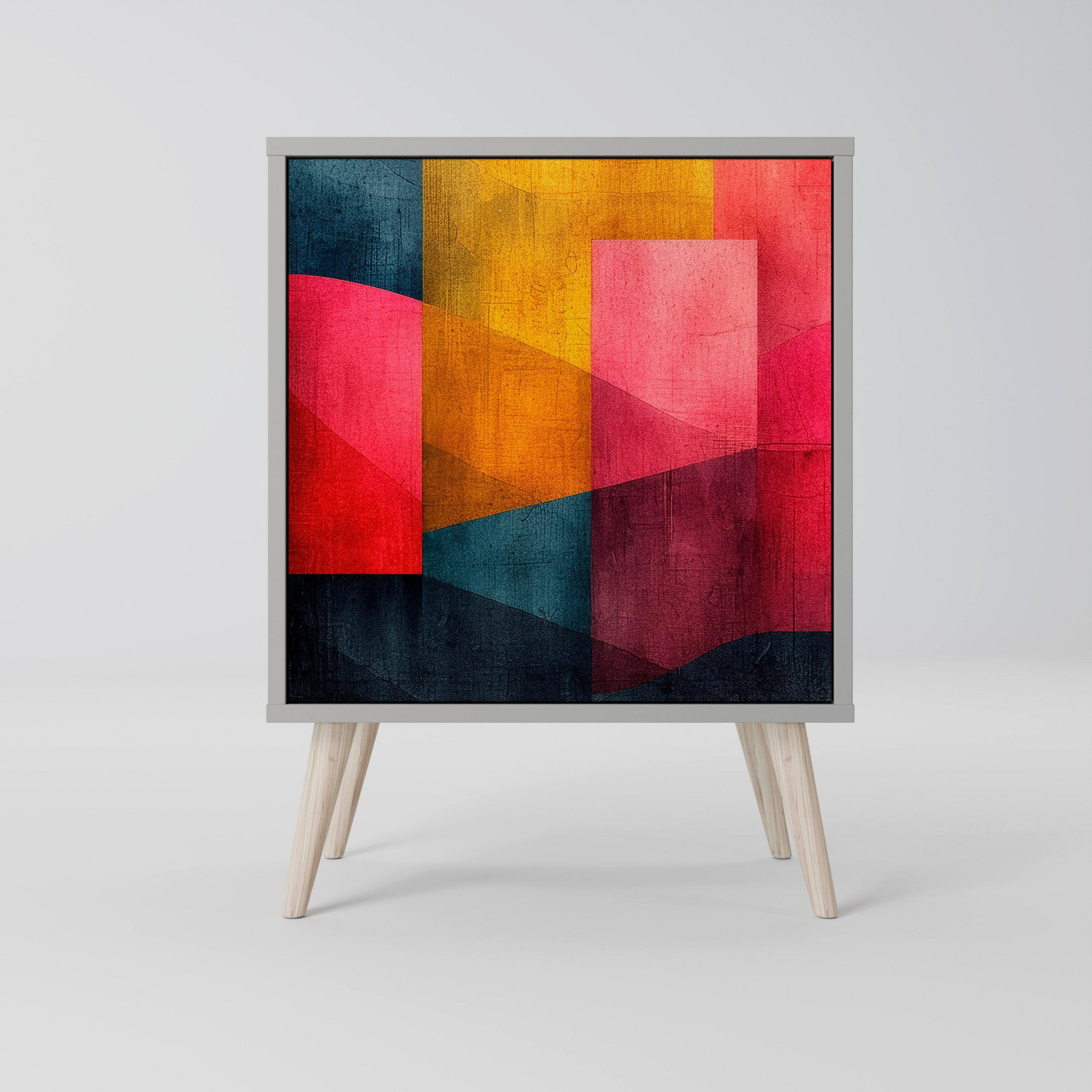 SIDEBOARD COLORFUL SOUNDS, Grau, 57,5x42x77,5 cm, Schräge Buchenholzfüße - Buchefarben/Multicolor, Holzwerkstoff/Buchenholz (57.5/77.5/42cm) - SpaceRebels